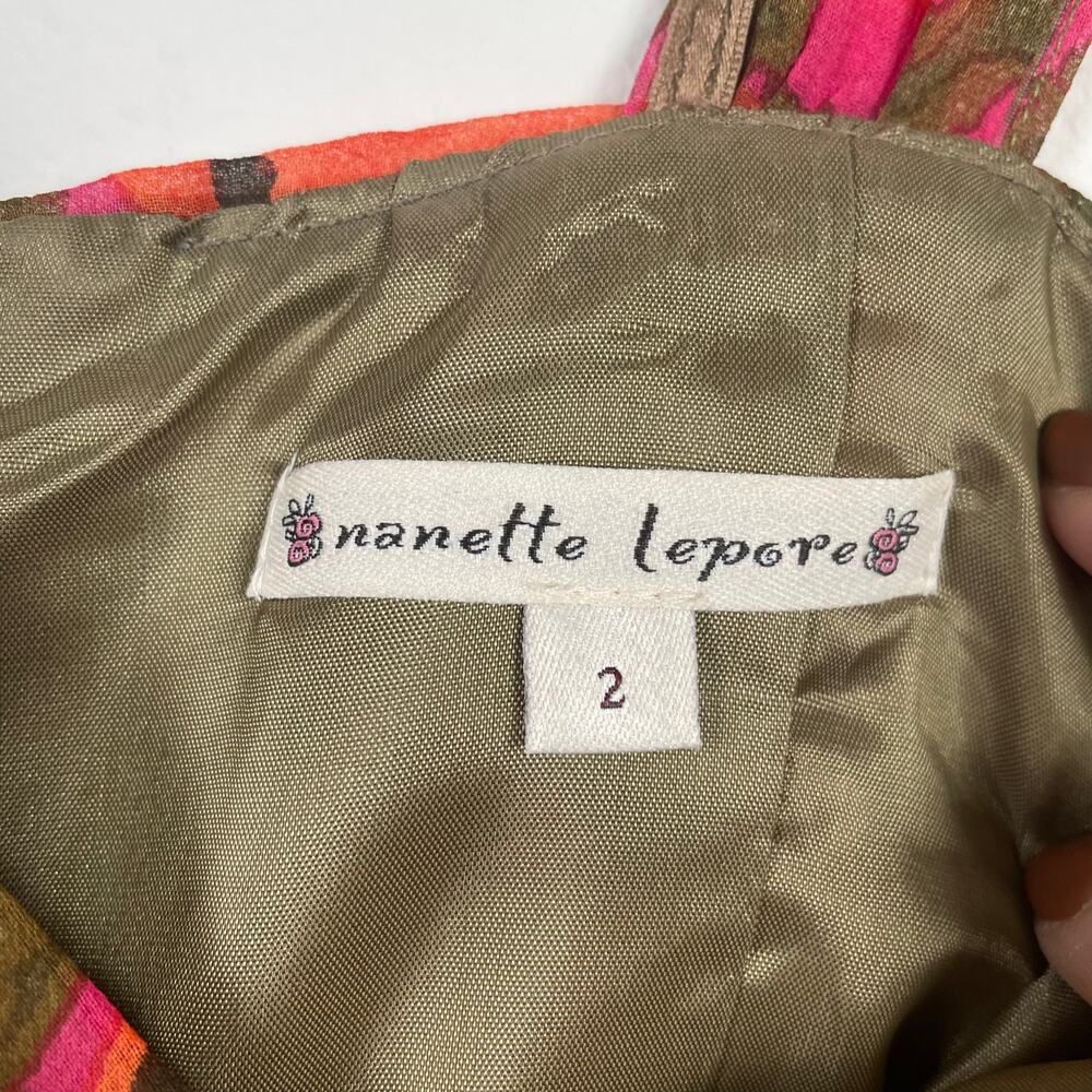 Vintage Nanette Lepore Women Silk Top 2 Babydoll Artsy Abstract Date Night Fairy - Picture 7 of 9